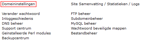 Domeininstellingen