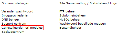 Geinstalleerde Perl Modules