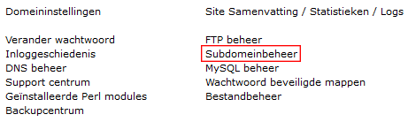 Subdomein beheer